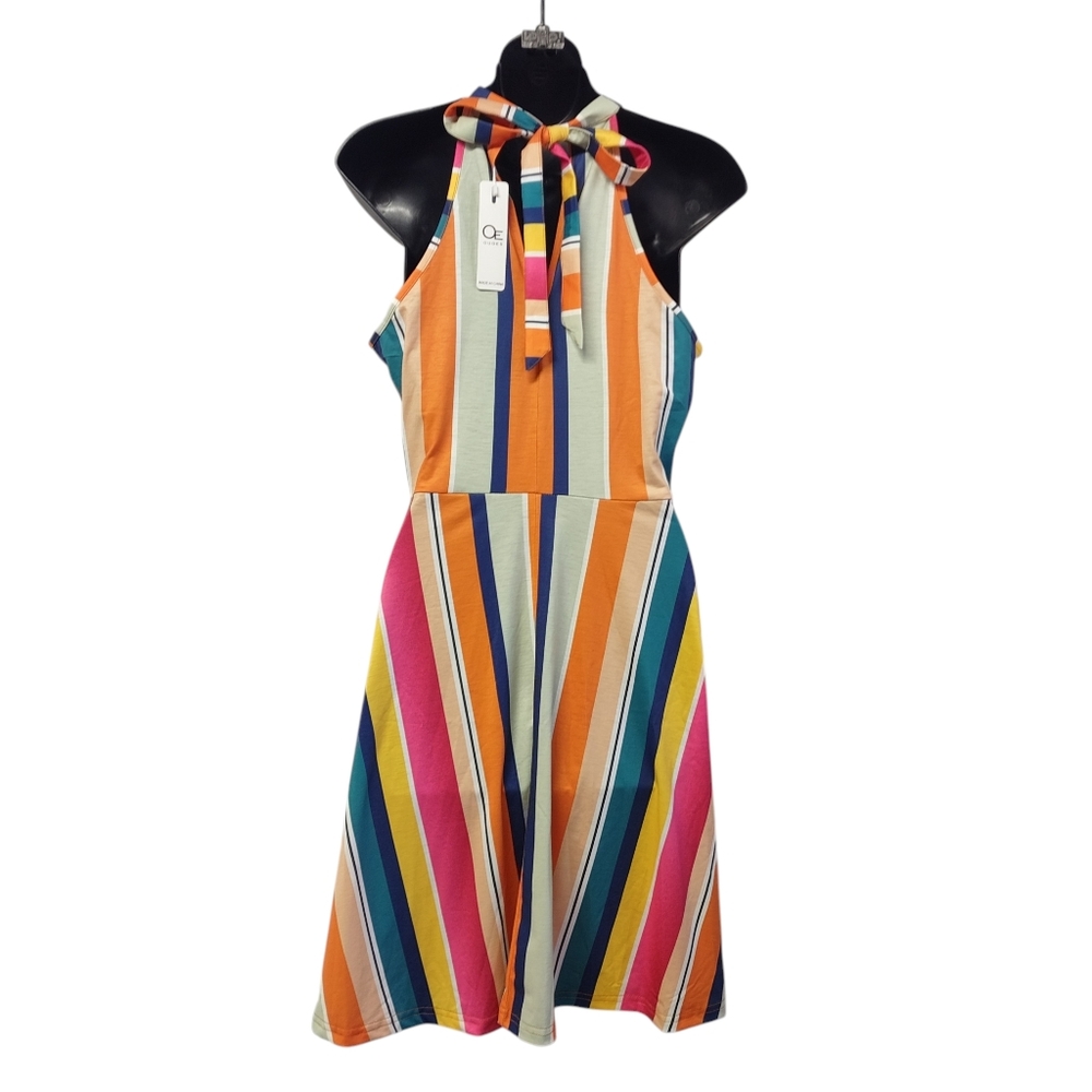 OE Ouges Women's Multi Color Stripes Sexy Dress F… - image 3